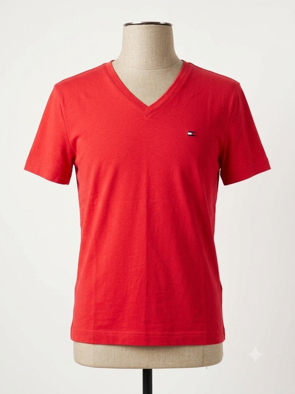 Tommy Hilfiger Red V-Neck Short Sleeve Tee